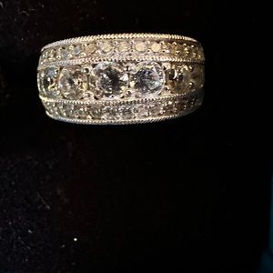 1.87 CTW CZ Ring Platinum over Sterling Silver Size 9